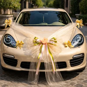 Ruban à Nœud Champagne pour Voiture Mariage