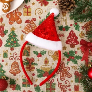 Serre-Tête Chapeau de Noël à Sequins Rouge