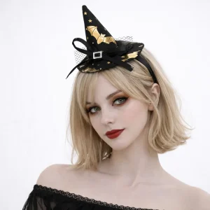 Serre-tête Chapeau Sorcière Noir et doré