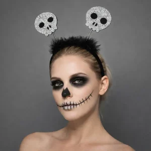 Serre-tête Crâne Pailleté à Plumes