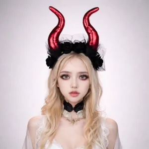 Serre-tête Diable à Fleurs Noires