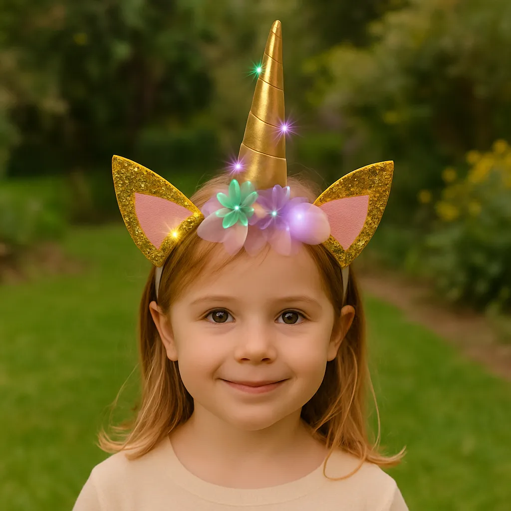 Serre-tête Licorne Doré Lumineux Fille