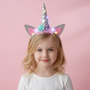 Serre-tête Licorne Led Argenté