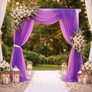 Voilage Arche Mariage Violet en Organza