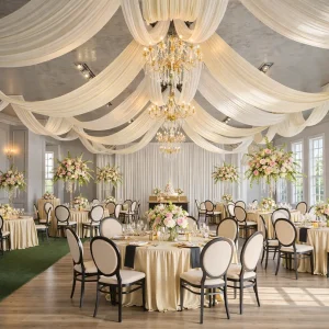 Voilage Plafond Mariage Double Couche Ivoire