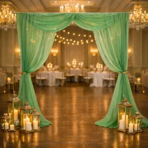 Voilage Vert Arche Mariage en Organza
